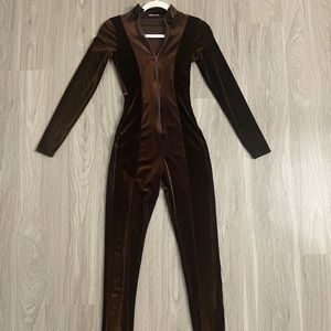 Brown velvet jumpsuit. Size small